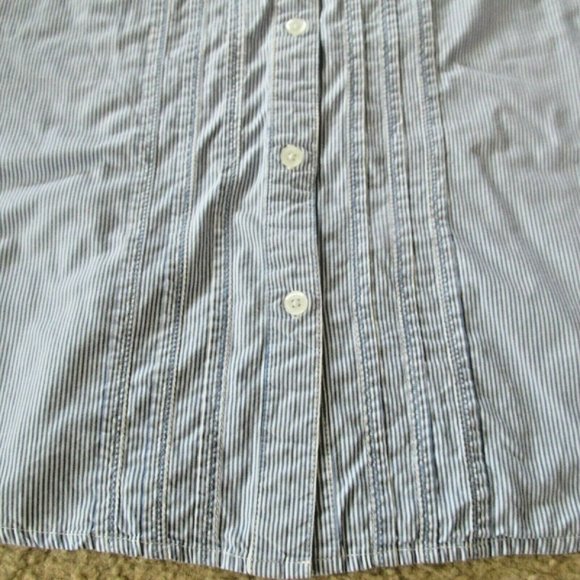 American Eagle Button‎ Up Shirt Womens Size 4 Blue Striped Long Sleeve Collar - Picture 3 of 6